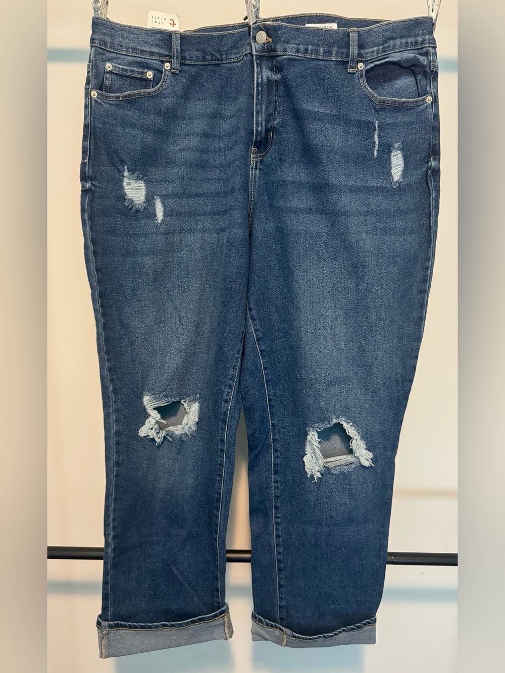 True Craft Distressed Dark Blue Boyfriend Jeans